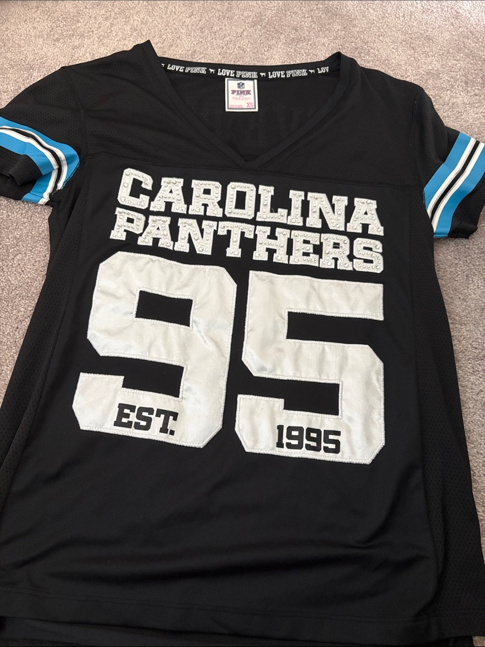 PINK Victoria's Secret Rhinestone Panthers Jersey Tee